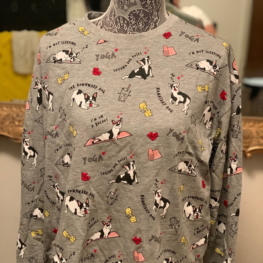 New gray Frenchie sweatshirt size Large